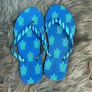 Vera Bradley Seaturtle Blue Flip Flop Sandals, size S (5-6)